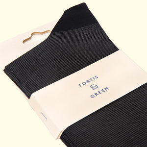 Fine Stripe Pattern Sock in Black by Fortis Green