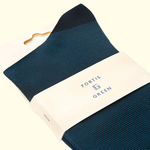 Fine Stripe Pattern Sock in Navy Blue by Fortis Green