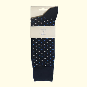 Microdot Pattern Sock in Navy by Fortis Green