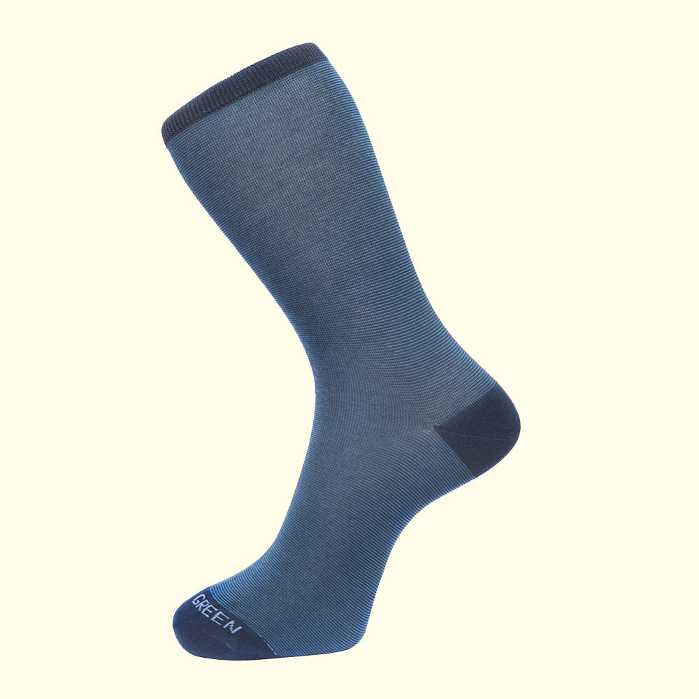 Fine Stripe Pattern Sock in Navy Blue by Fortis Green