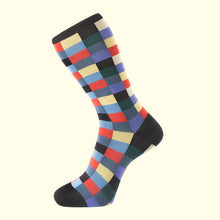 Load image into Gallery viewer, Check Pattern Sock in Black by Fortis Green