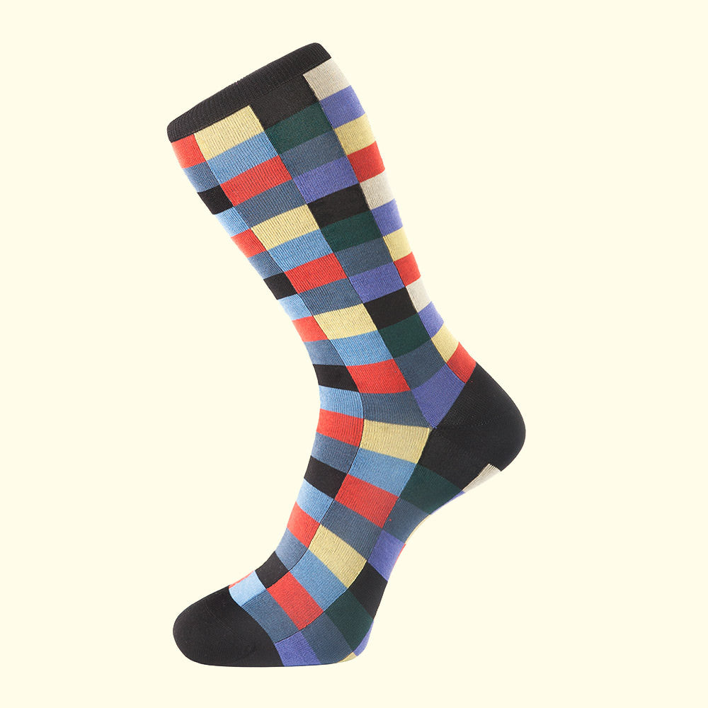 Check Pattern Sock in Black by Fortis Green