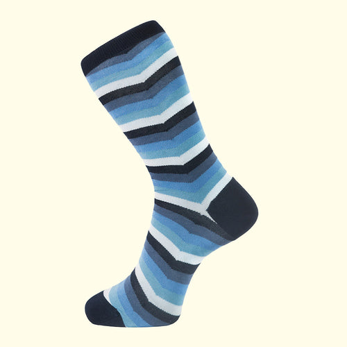 Chevron Stripe Pattern Sock in Blue by Fortis Green