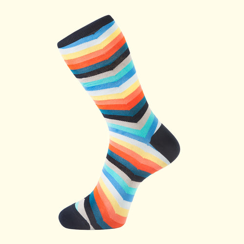 Chevron Stripe Pattern Sock in Multicolour by Fortis Green
