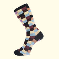 Check Pattern Sock in Navy Blue by Fortis Green