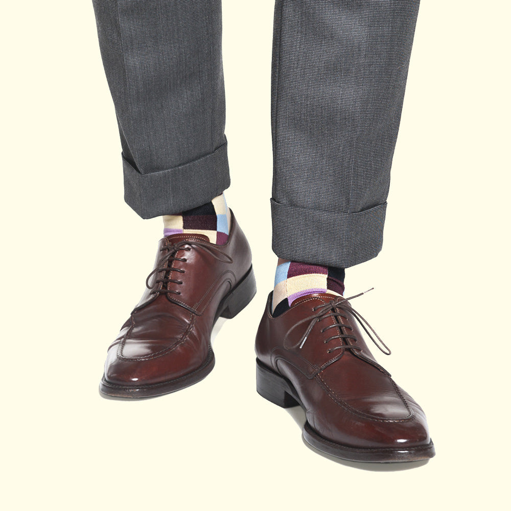 Men's Style Socks Beige Checker / 7.5-12