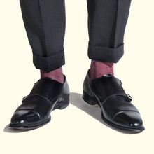 Load image into Gallery viewer, Fine Stripe Pattern Sock in Burgundy by Fortis Green